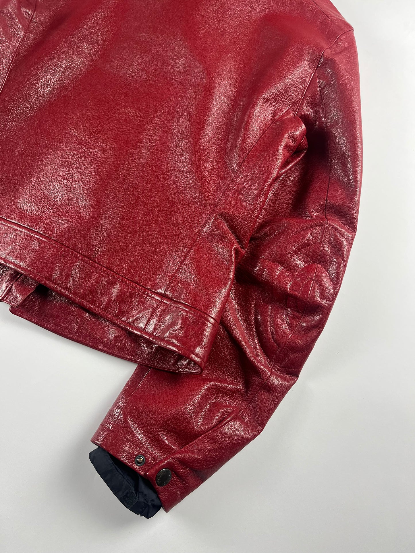 Prada Padded Elbows Red Leather Motor Jacket SS 2000 - S