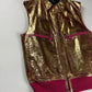 Dior Homme Sample Oro Fluxia Gold Crinkled Metallic Fuchsia Zip Trim Leather Sleeveless Jacket SS 2009 - M