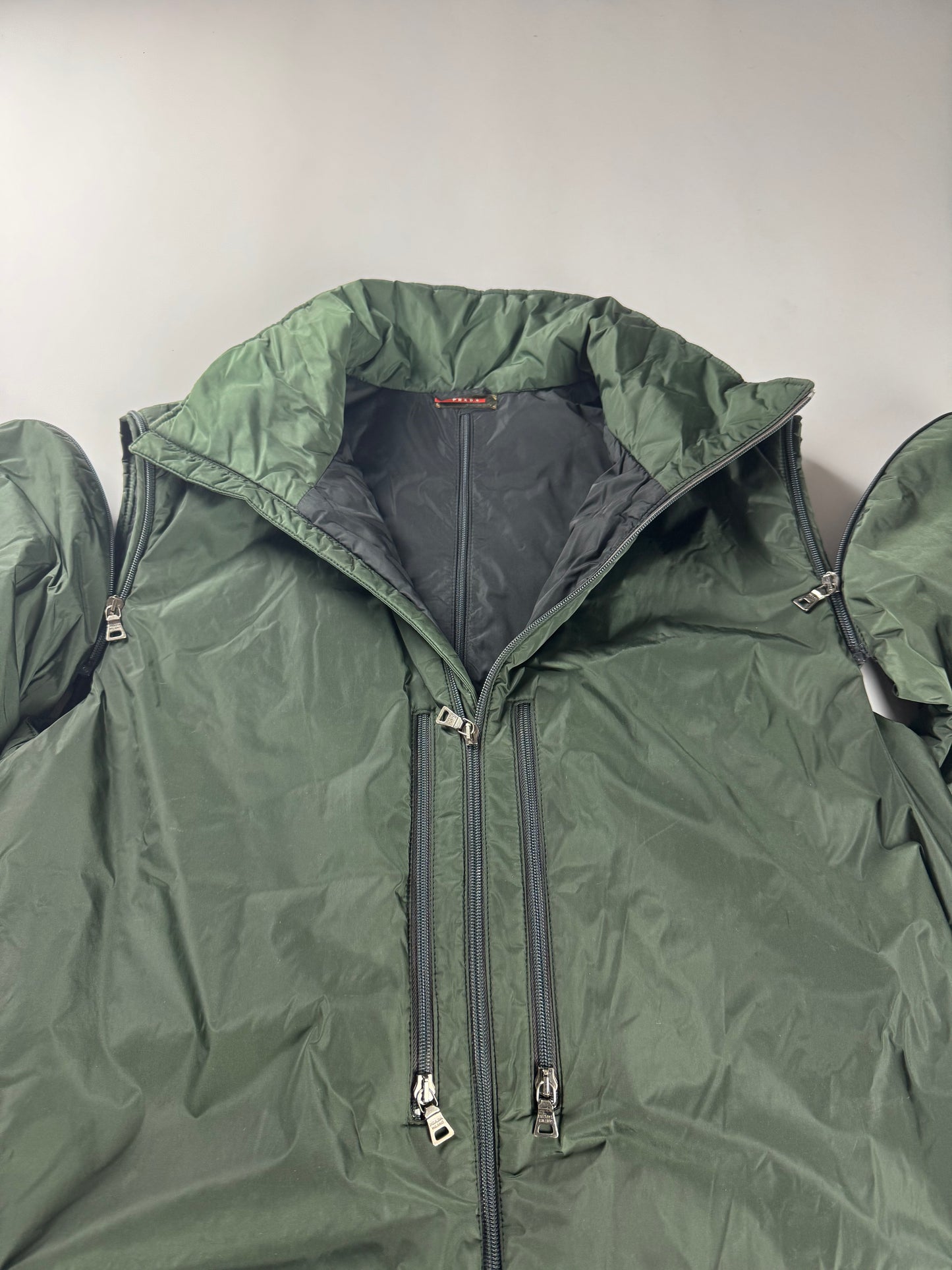 Prada Linea Rossa Convertible Arm Khaki Nylon Technical Jacket FW 1999 - XL