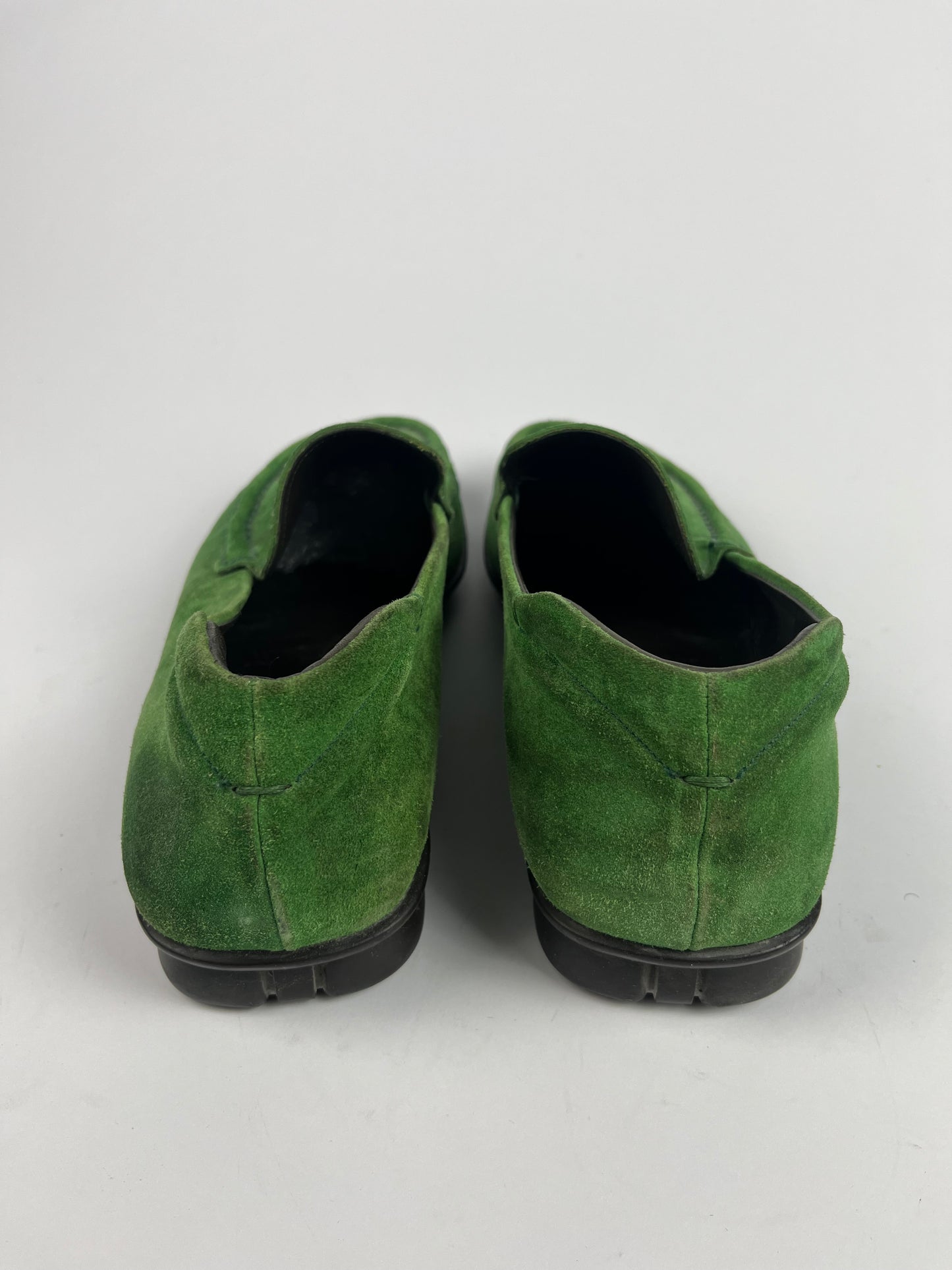 Prada Green Suede Loafers Shoes FW 1999 - 44 EU