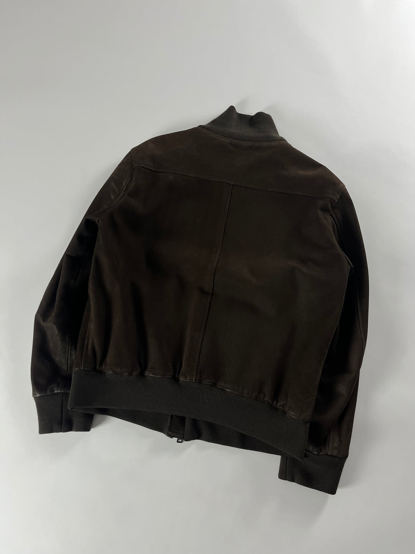 Prada Brown Premium Leather Bomber Jacket 2000s - L