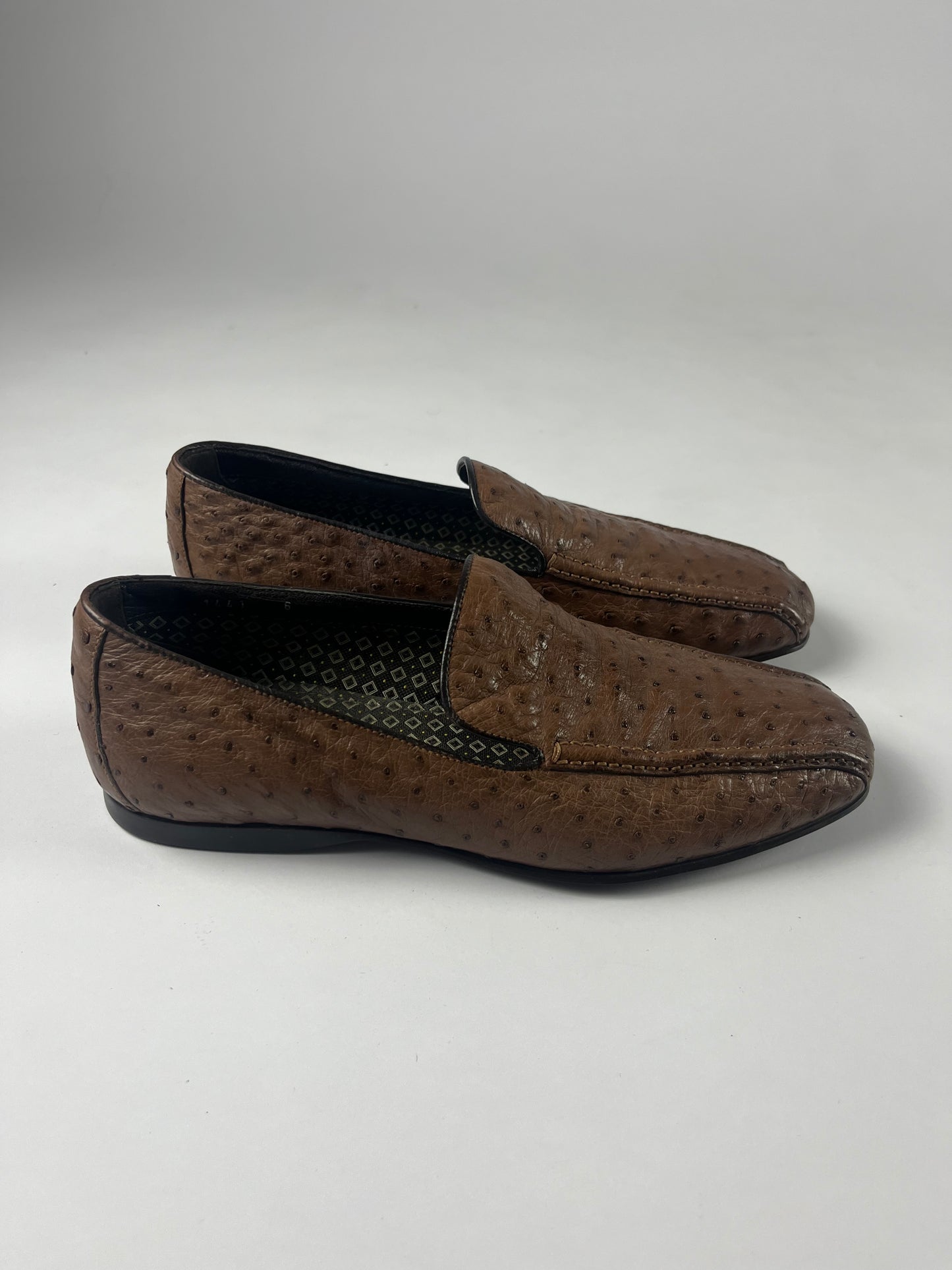 Prada Exotic Ostrich Brown Leather Loafers SS 2005 - 6 IT/41 EU