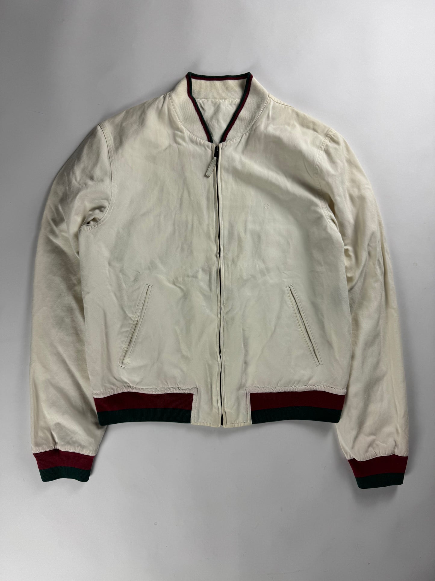 Gucci White Cotton OG Colors Bomber Jacket 2000s - M