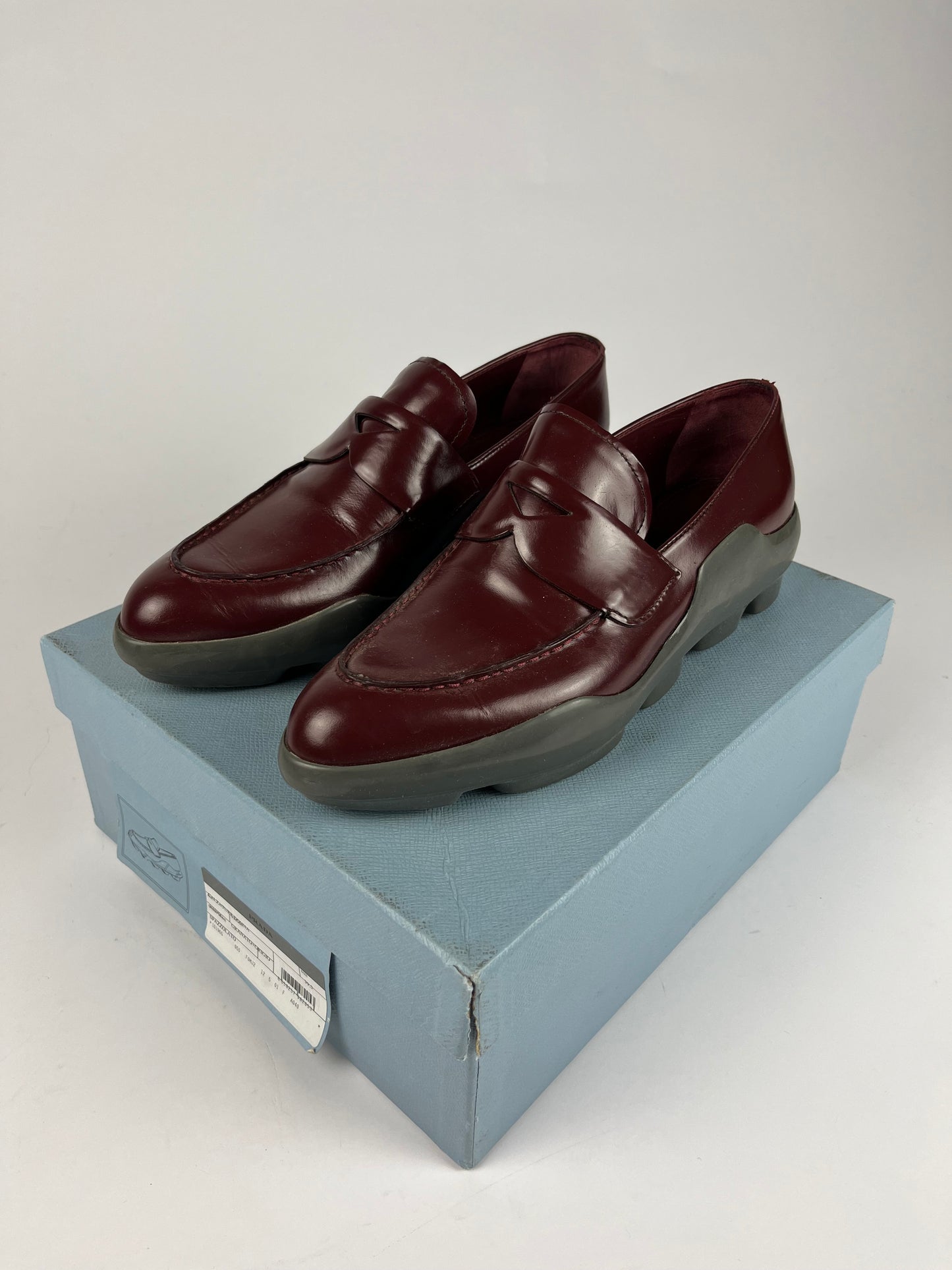 Prada Wine Red Leather Platform Loafers FW 2015 - 40 EU