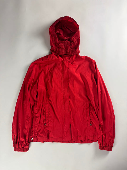 Prada Gore Tex Red Monochrome Nylon Packable Hoodie Light Jacket FW 1999 - S