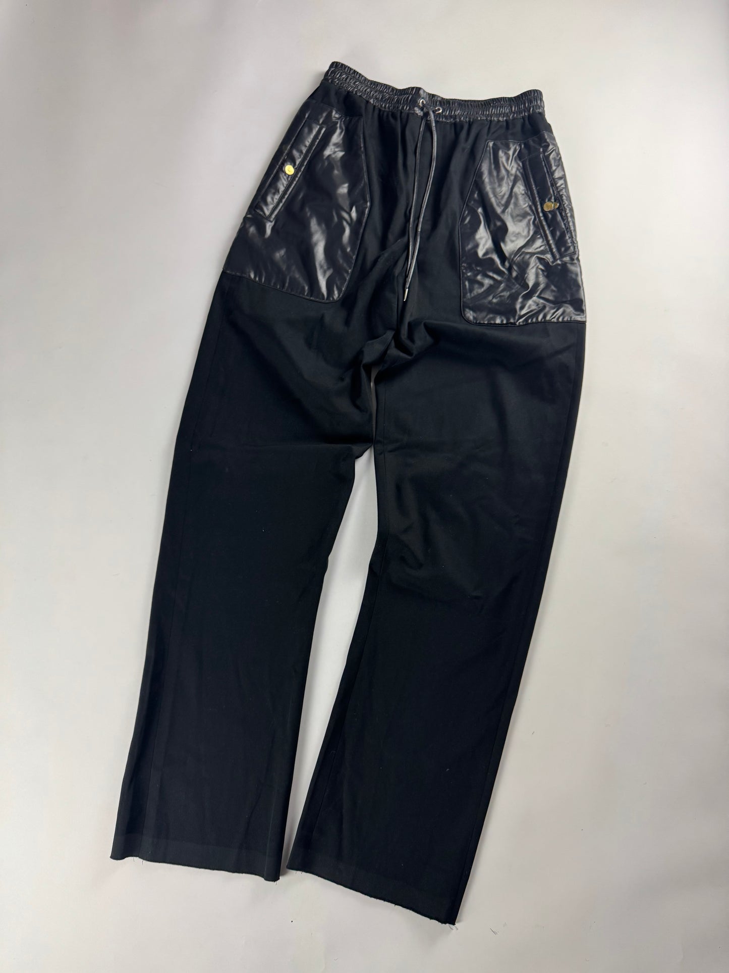 Hermès Sample Black Shiny Nylon Panel Straight Cotton Pants FW 2021 - M