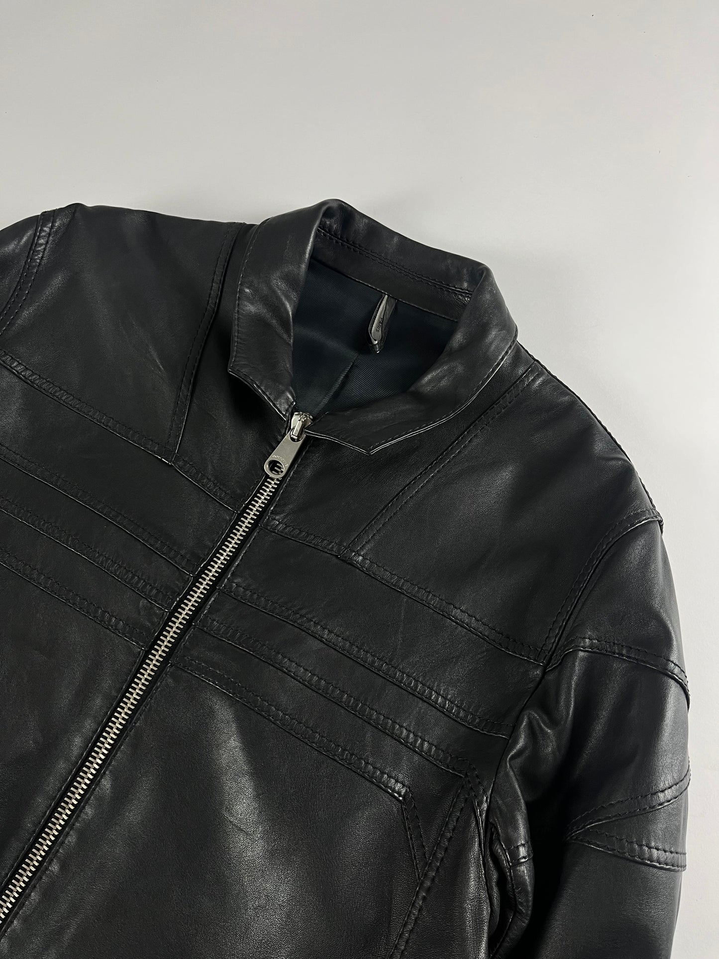 Dior Homme Black Leather Bomber Jacket SS 2008 - M