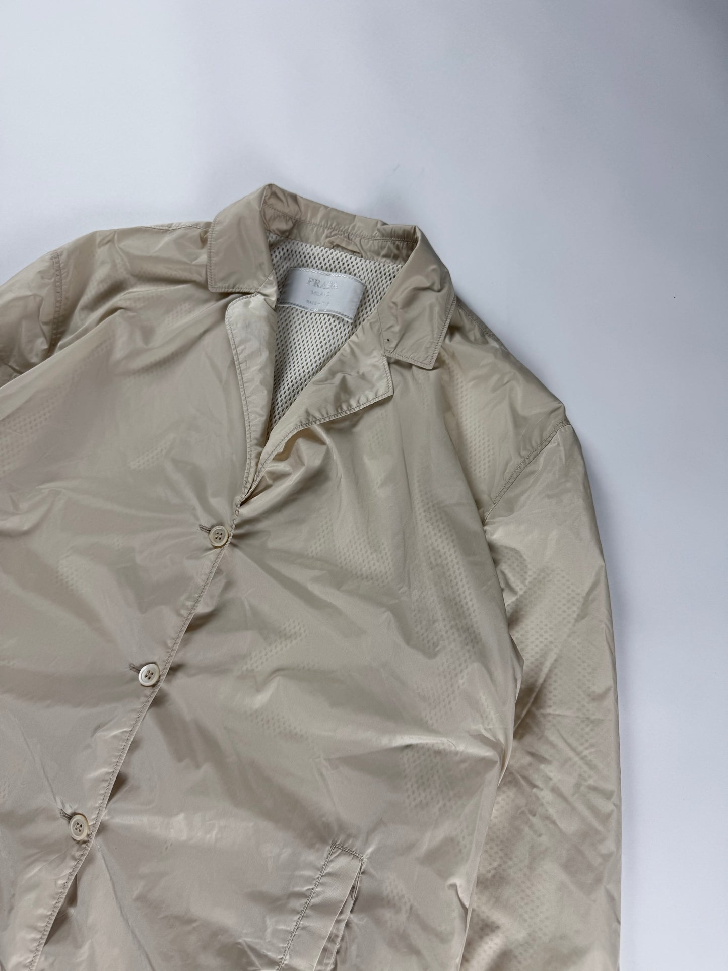 Prada Cream Inside Mesh Button Up Light Jacket SS 1998 - S