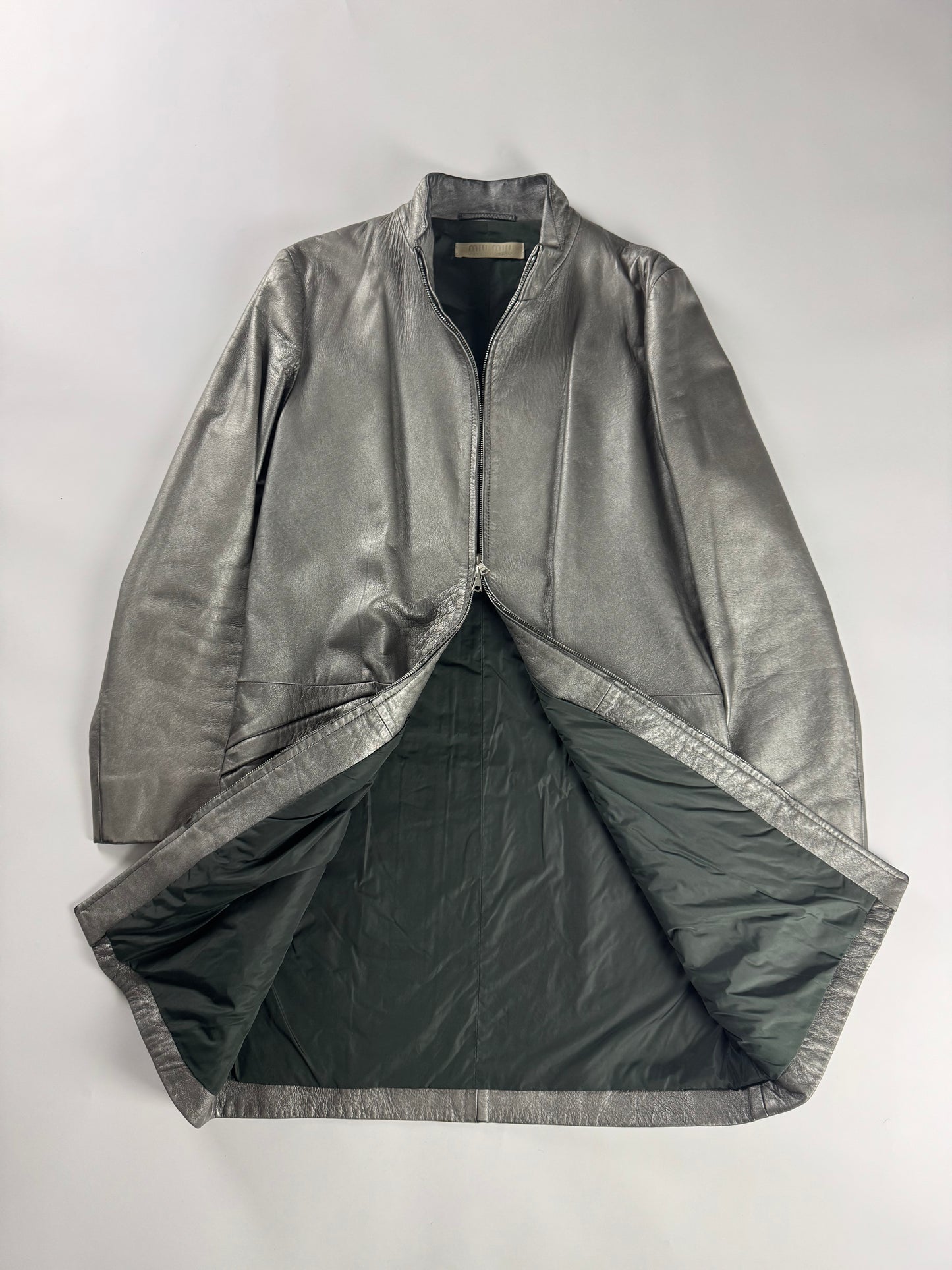 Miu Miu Metallic Leather Double Zip Coat FW 1999 - S