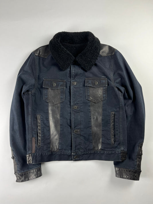 Prada Denim Leather Sheep Fur  Trucker Jacket FW 2006 - L