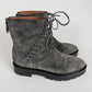 Alaïa Grey Suede Gunmetal Eyelets Asymmetrical Lace Up Lug Sole Back Zip Combat Boots 2010s - 40,5 EU