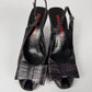 Miu Miu Aubergine Crocodile Embossed Leather Peep Toe Slingback Block Heel Pumps 2000s - 38,5 IT/39 EU