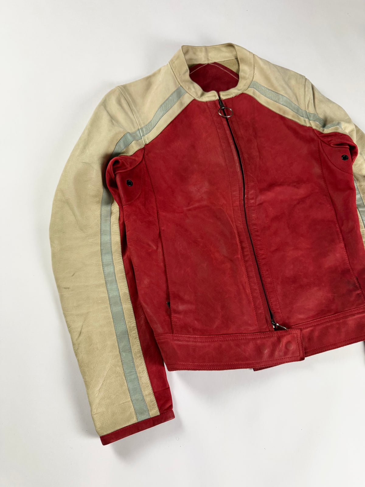 Prada Sample Red Cream Fusion Racer Jacket SS 2002 - XS