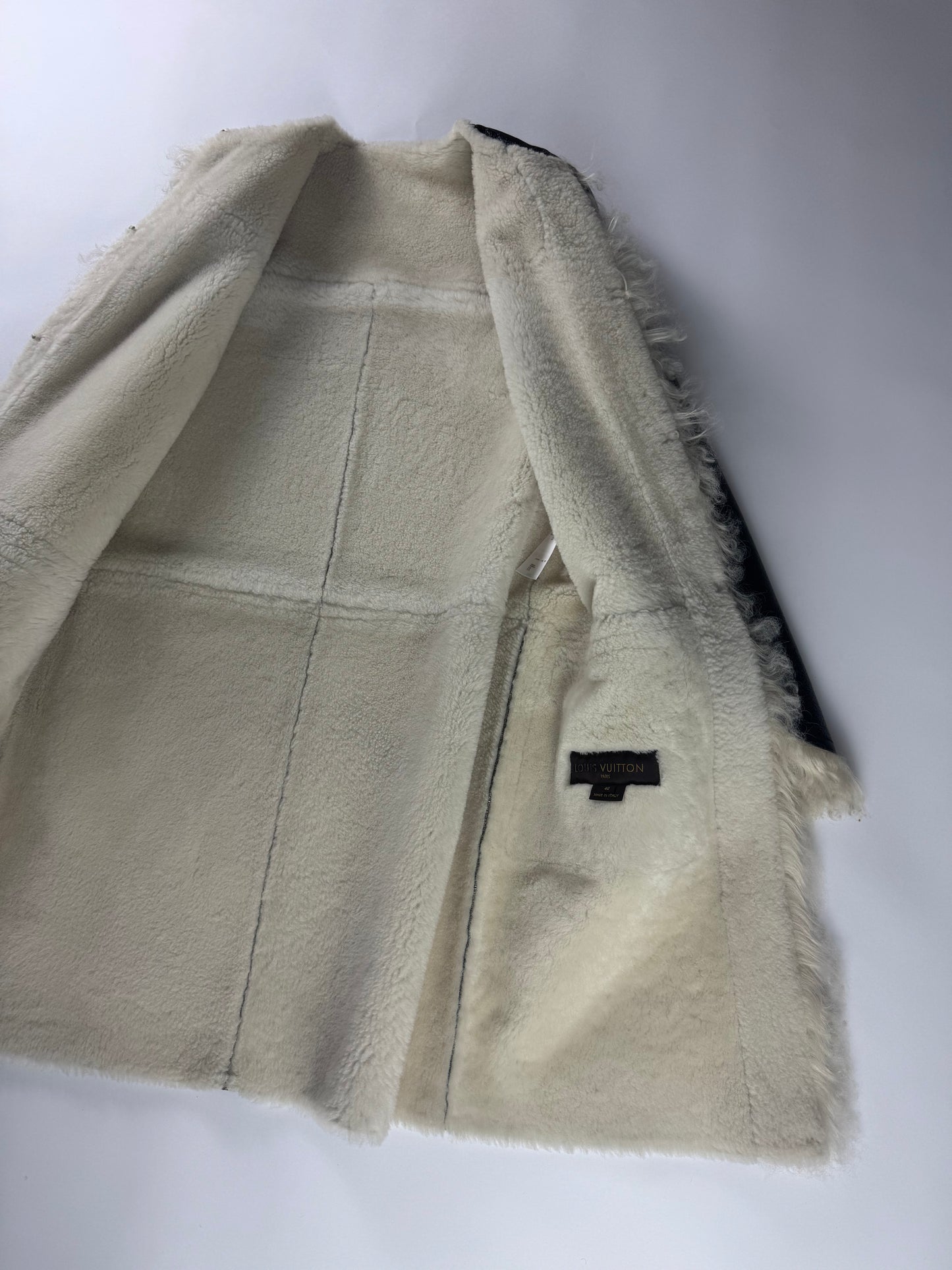 Louis Vuitton Nicolas Ghesquière Shearling Fur Trimmed Coat FW 2015 - S