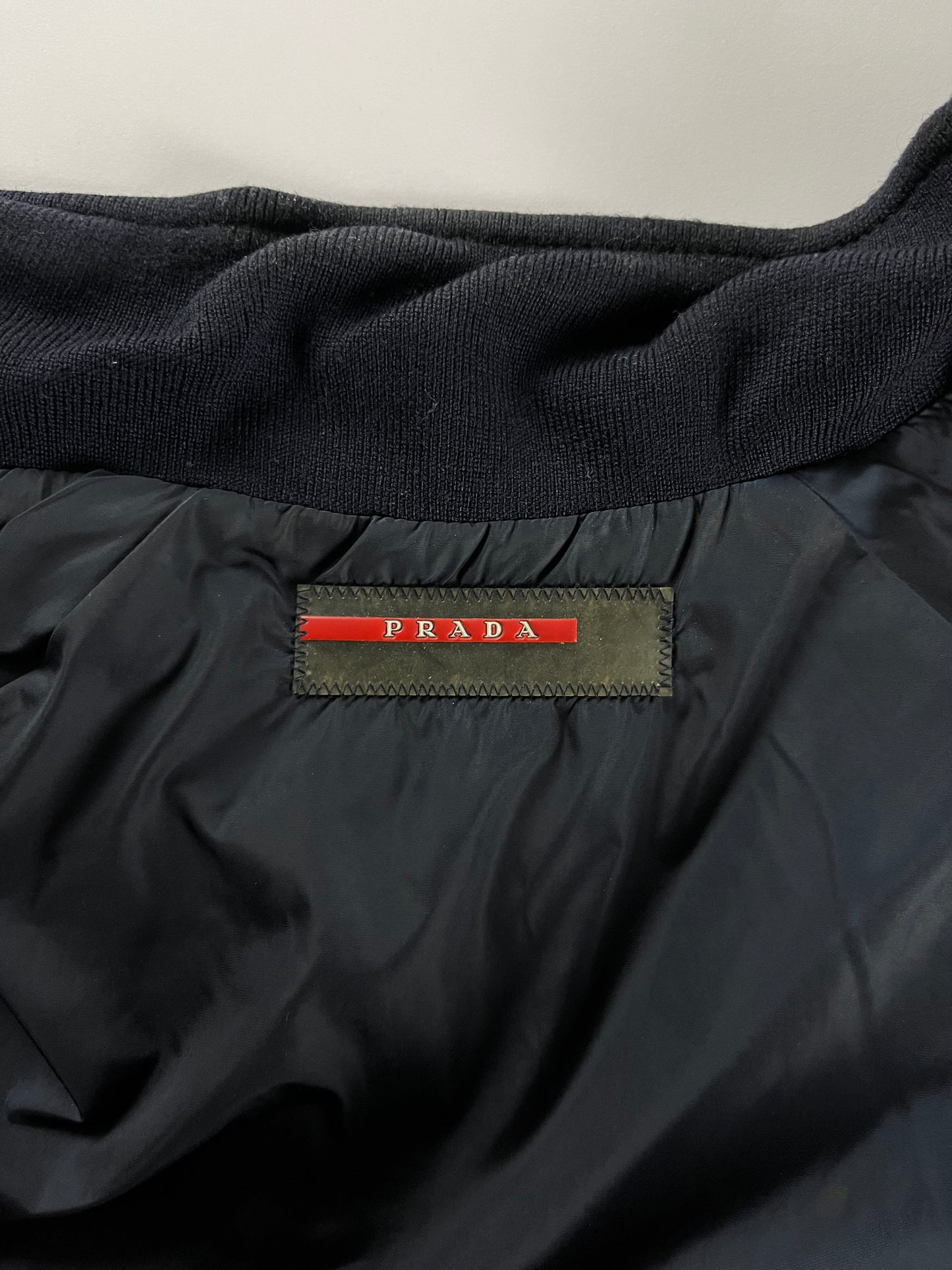 Prada Navy Double Buttoned Collar Bomber Jacket 2000s - L