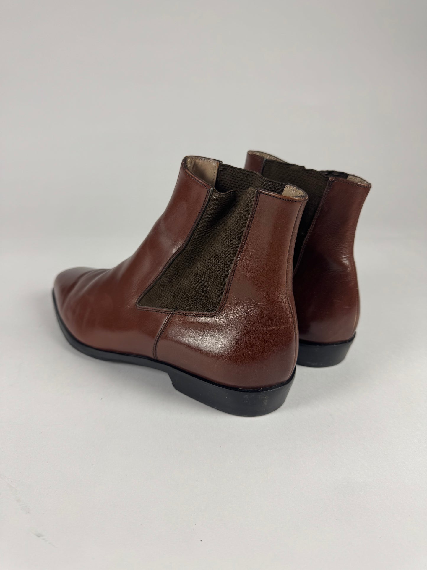 Thierry Mugler Brown Leather Chelsea Boots 2000s - 43,5 EU