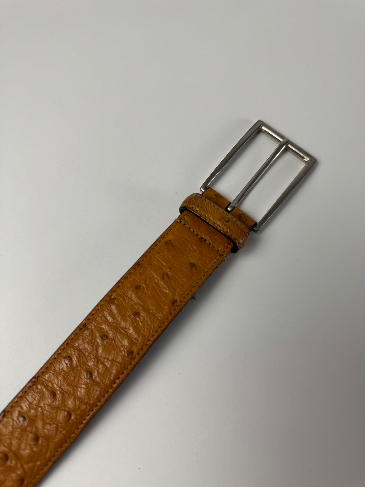 Prada Brown Premium Ostrich Leather Belt 2000s - 90 CM