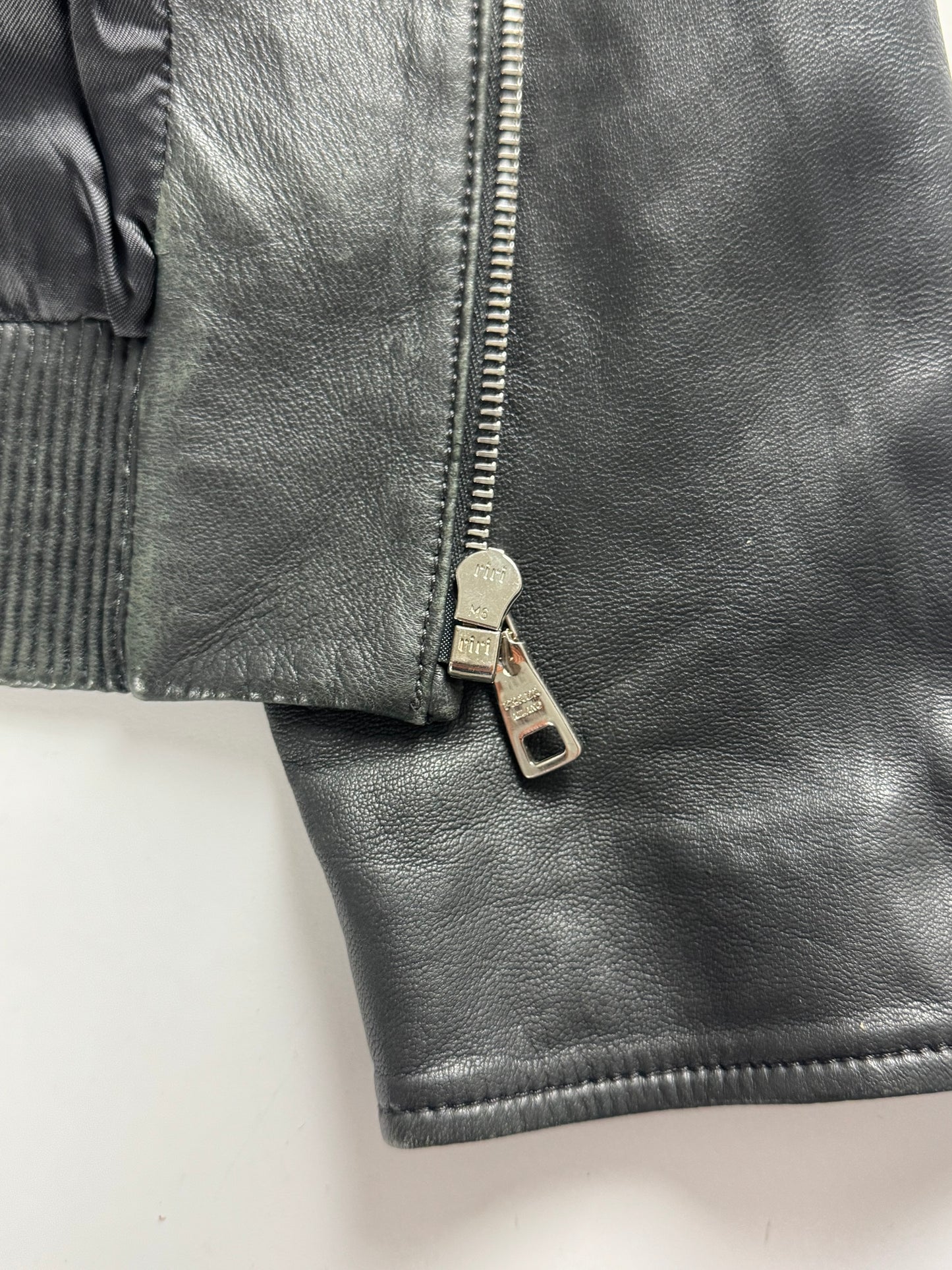 Prada Dark Grey Smooth Leather Minimalist Side Pocket Moto Jacket FW 2012 - M