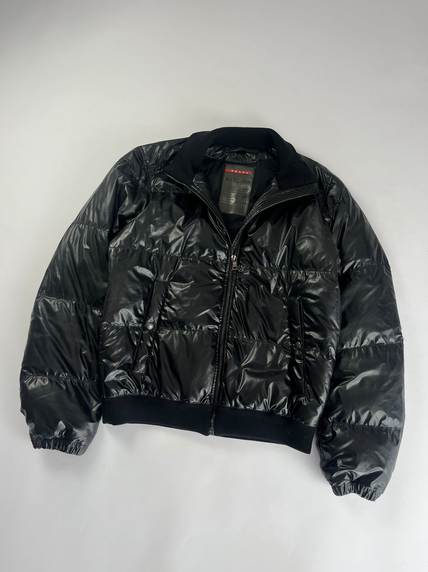 Prada Bright Black Nylon Puffer Jacket FW 2007 - M