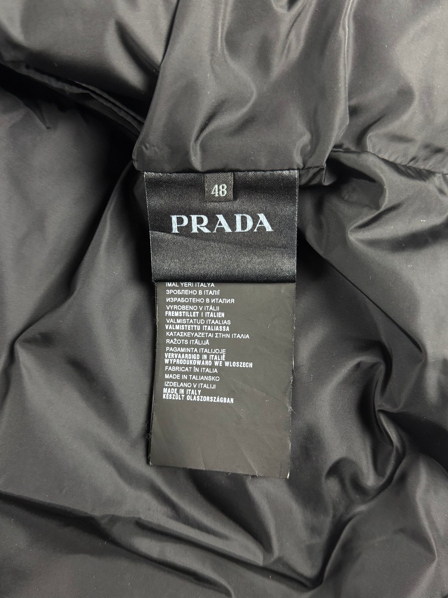 Prada Leather Trimmed Convertible Hooded Puffer Jacket FW 2015 - M