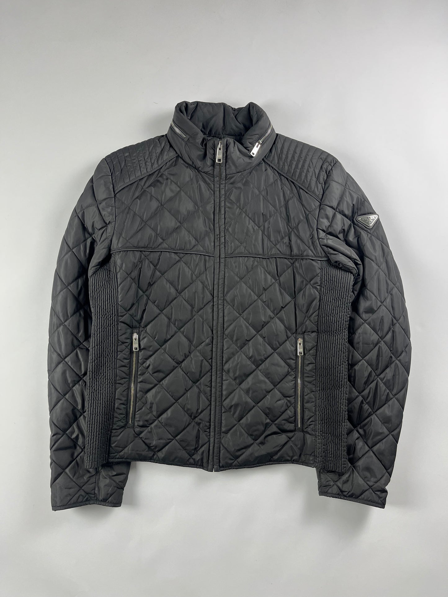 Prada Grey Padded Triangle Logo Jacket FW 2018 - M