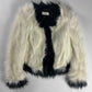 Saint Laurent Monochrome Cream Black Faux Fur Cropped Jacket FW 2021 - XS