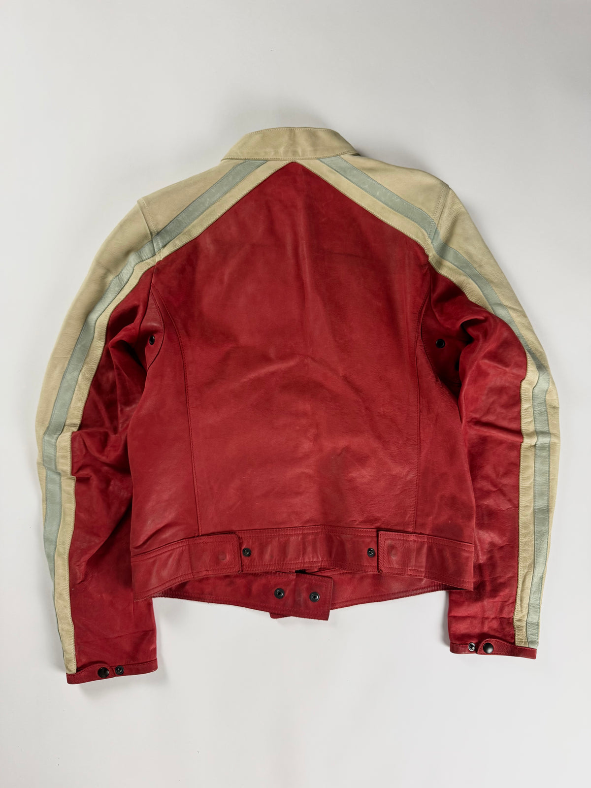 Prada Sample Red Cream Fusion Racer Jacket SS 2002 - XS