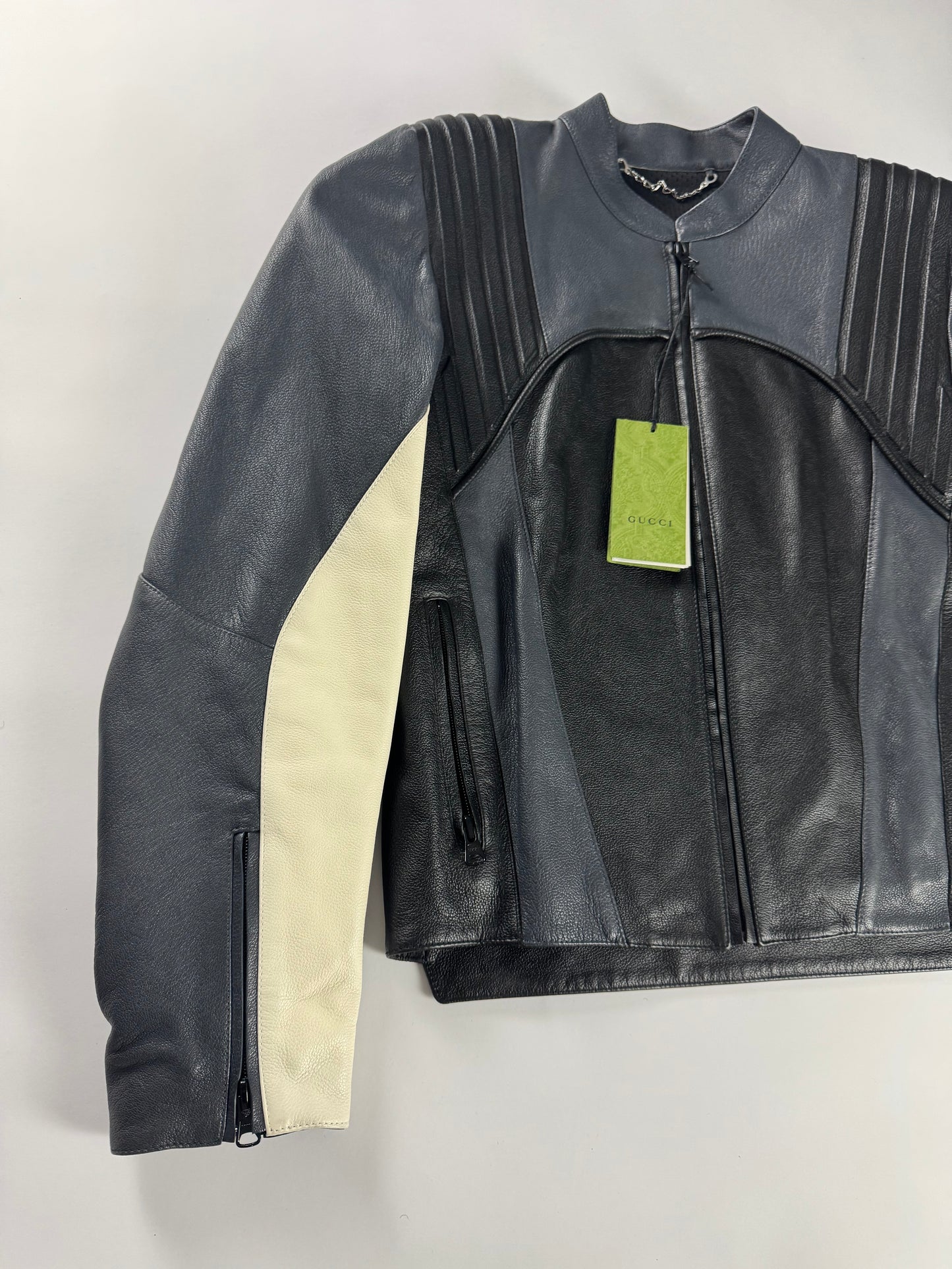 Gucci Sample Alexandro Michele Elbows & Shoulders Strong Pads Leather Biker Jacket FW 2023 - M