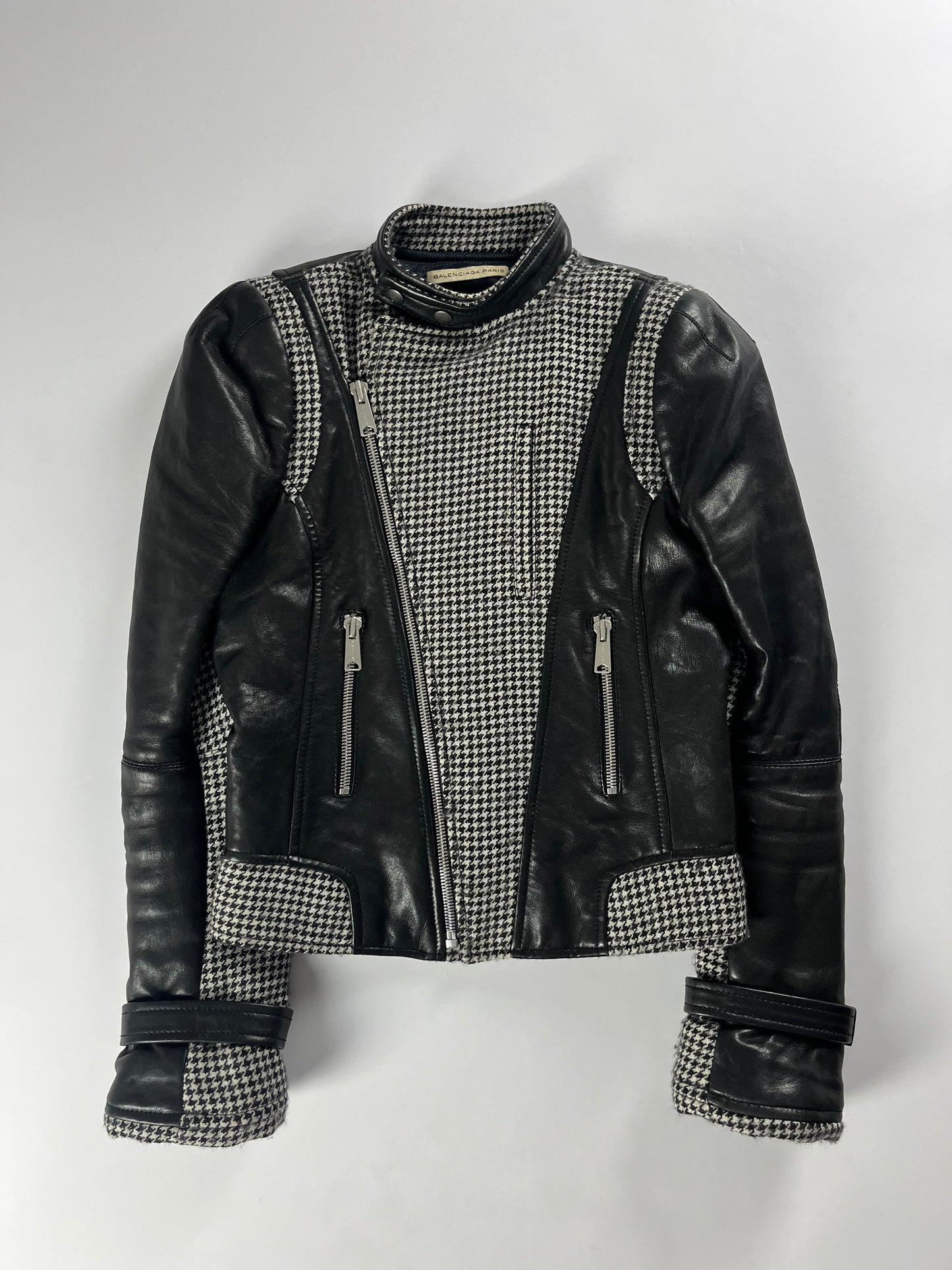 Balenciaga Leather Houndstooth Black & White Jacket FW 2008 - S