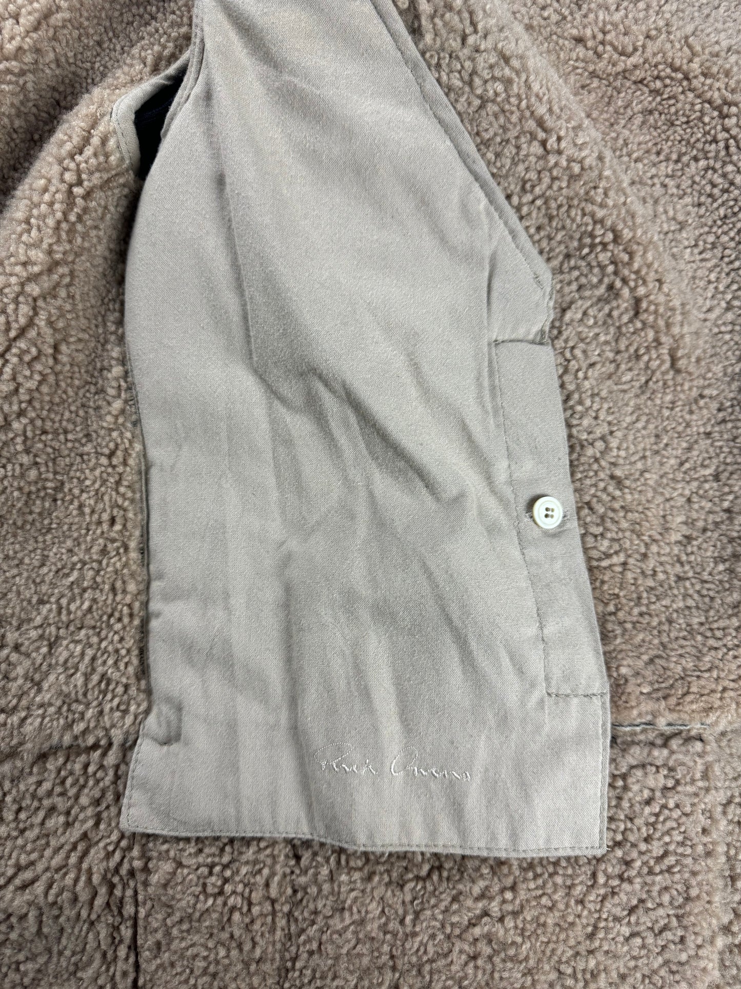 Rick Owens Long Asymmetric Shearling Oblique Coat 2010s - S