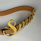 Loewe Smile Calfskin Logo Brown Buckle Belt - 95 cm