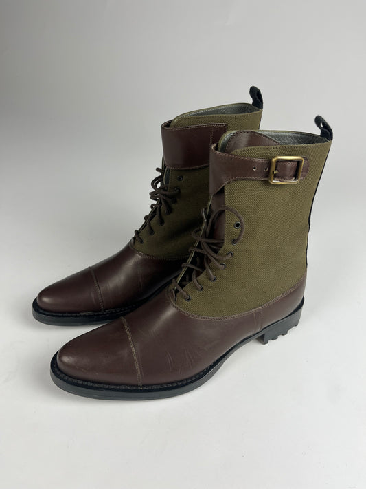 Miu Miu Brown Leather Combat Boots - 37 IT/38 EU