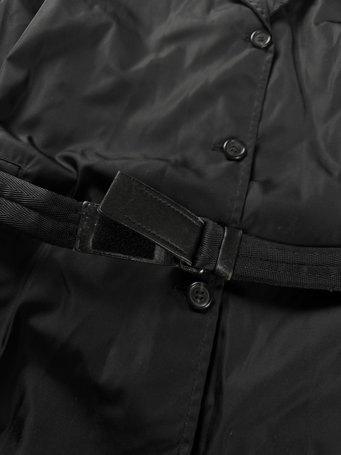 Prada Inside Mesh Strapped Belted Nylon Coat FW 1999 - XS