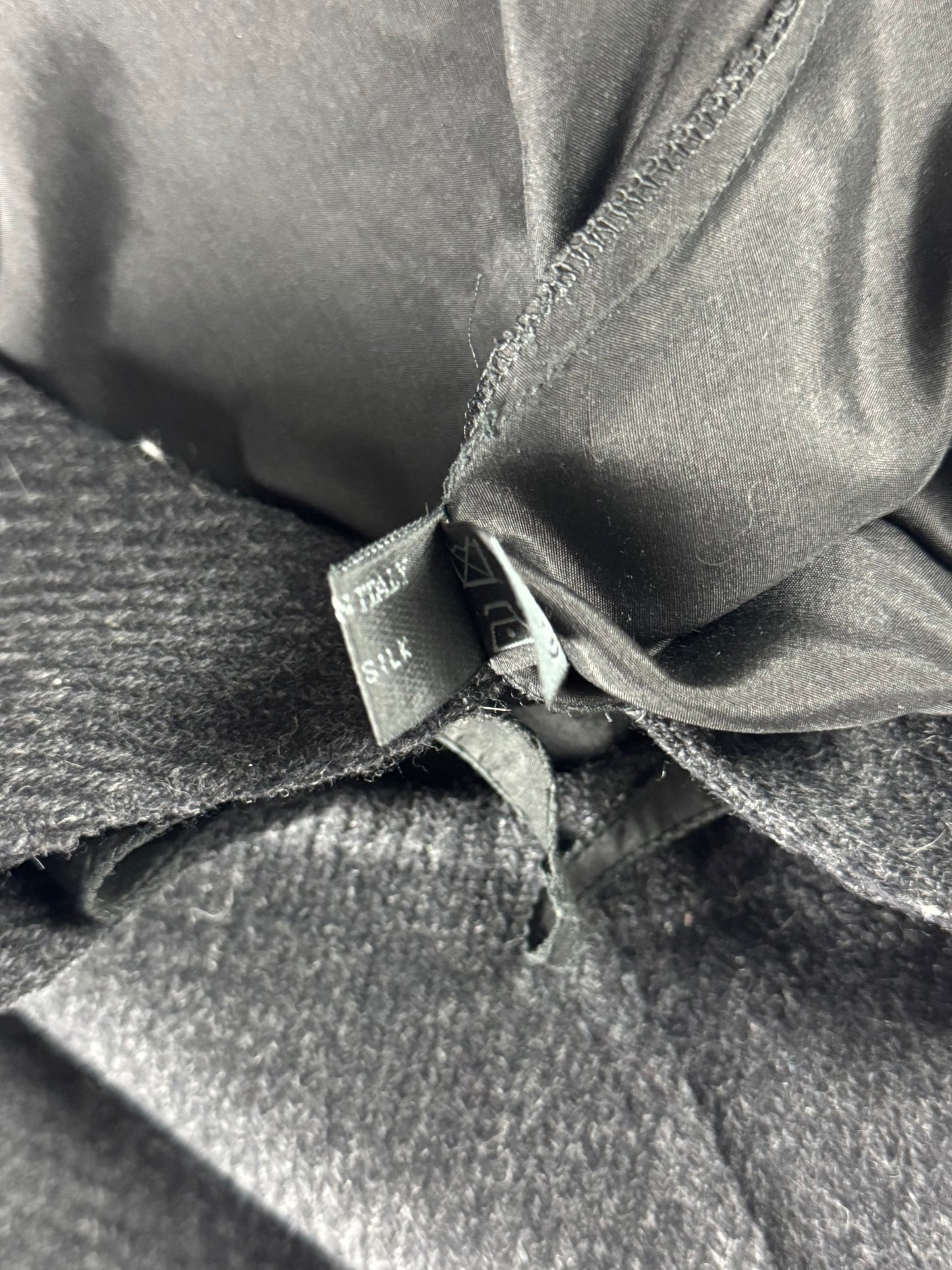 Prada Dark Grey Silk Cut Out Paneled Wool Dress FW 1998 - S