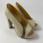 Jean Paul Gaultier Cream Suede Zipper Peep Toe Platform Block Heels - 36 EU