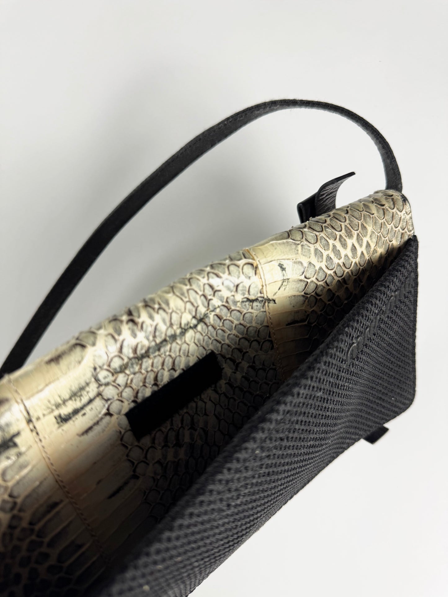 Miu Miu Grey Snakeskin Python Shoulder Bag SS 2000 - OS