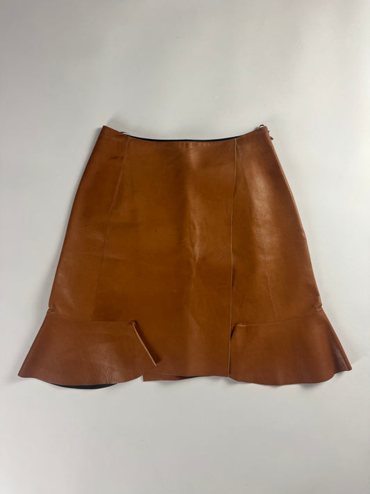 Dior Sample Cognac Brown Leather Skirt SS 2015 - S