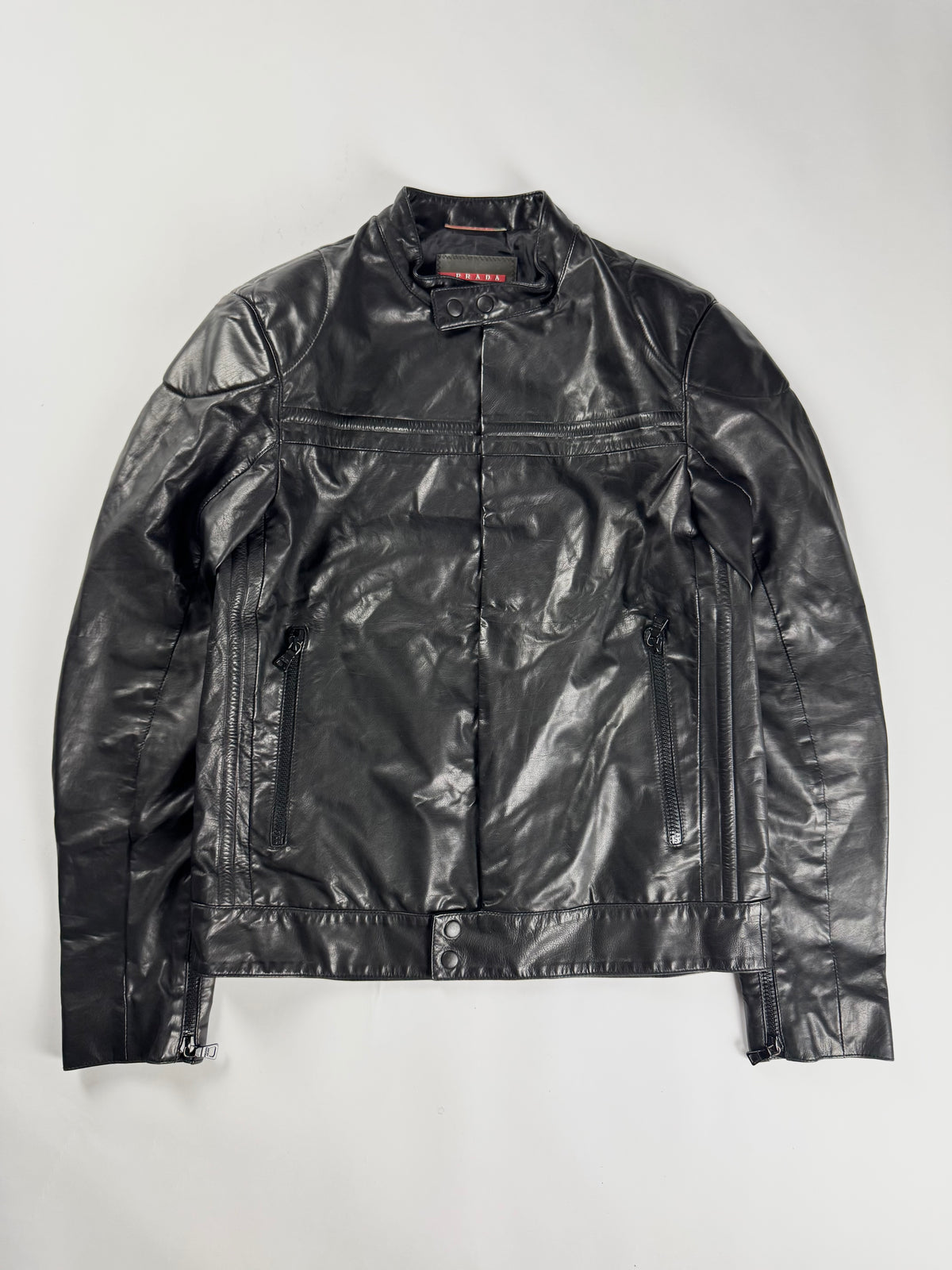 Prada Milano Black Leather Motorcycle Jacket FW 2007 - M
