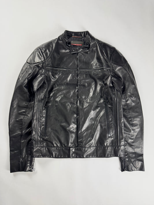 Prada Milano Black Leather Motorcycle Jacket FW 2007 - M