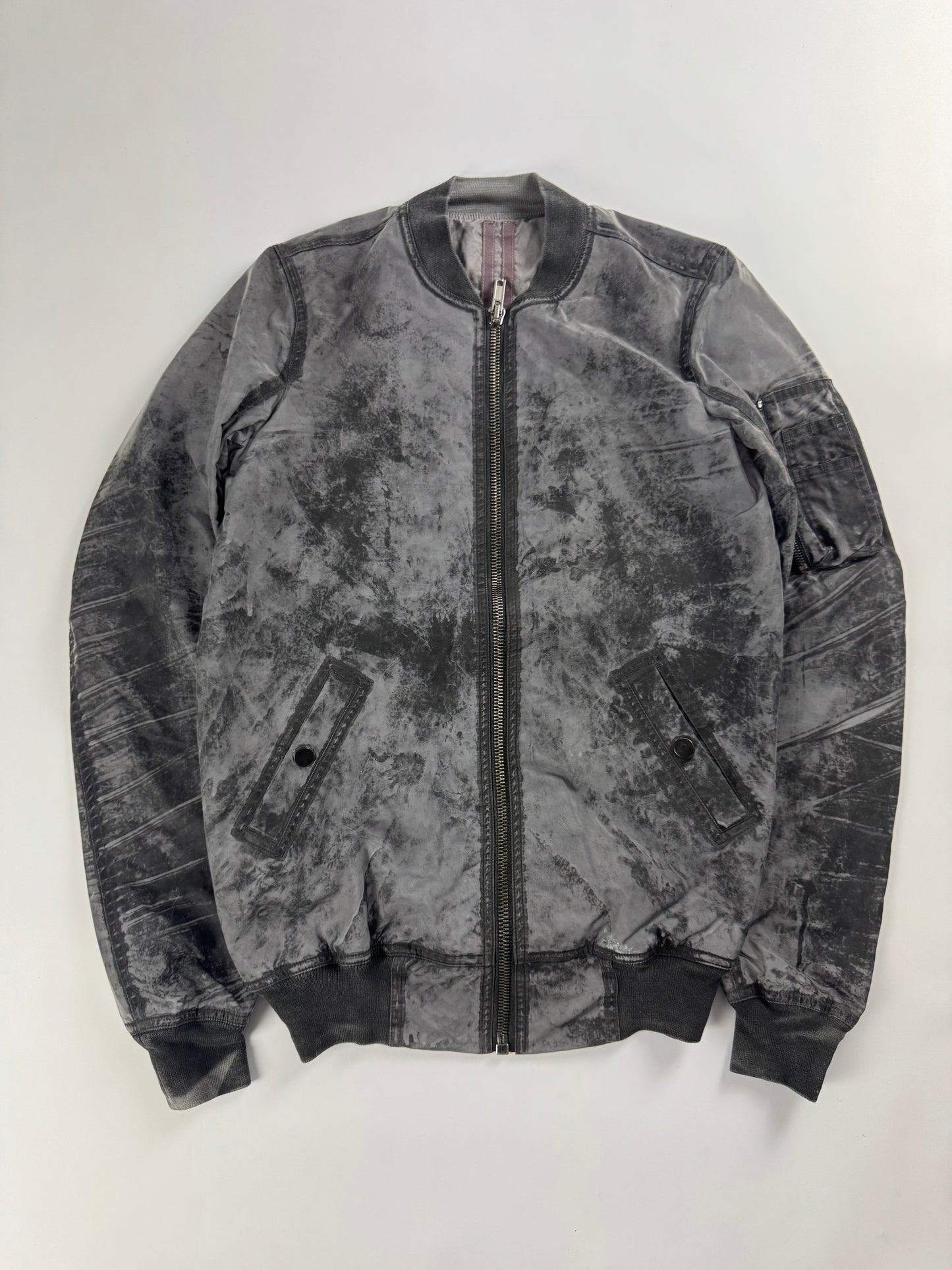 Rick Owens Dust Effect Grey Reflective Brushed Nylon Jacket - S