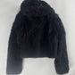 Louis Vuitton Sample Black Lamb Fuzzy Fur Crop Side Button Jacket FW 2015 - XS