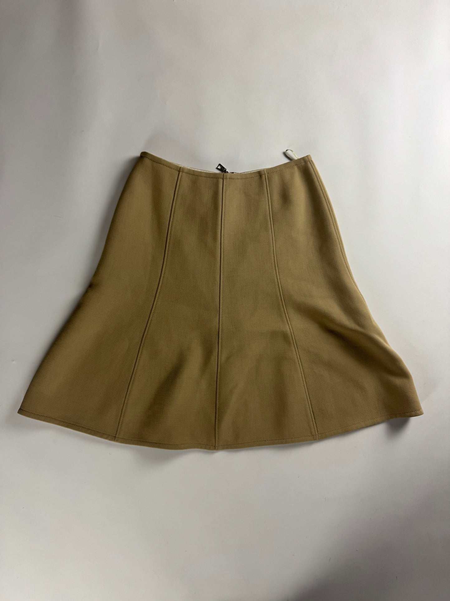 Louis Vuitton Sample Exposed Front Zipper Tan Flared Skirt FW 2015 - S
