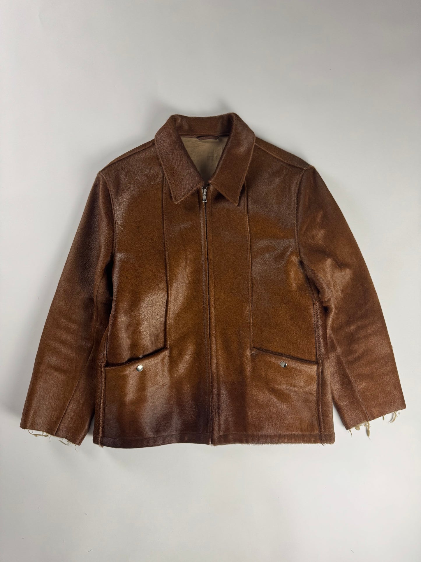 Our Legacy Raw Edges Brown Pony Hair Leather Jacket FW 2013 - S