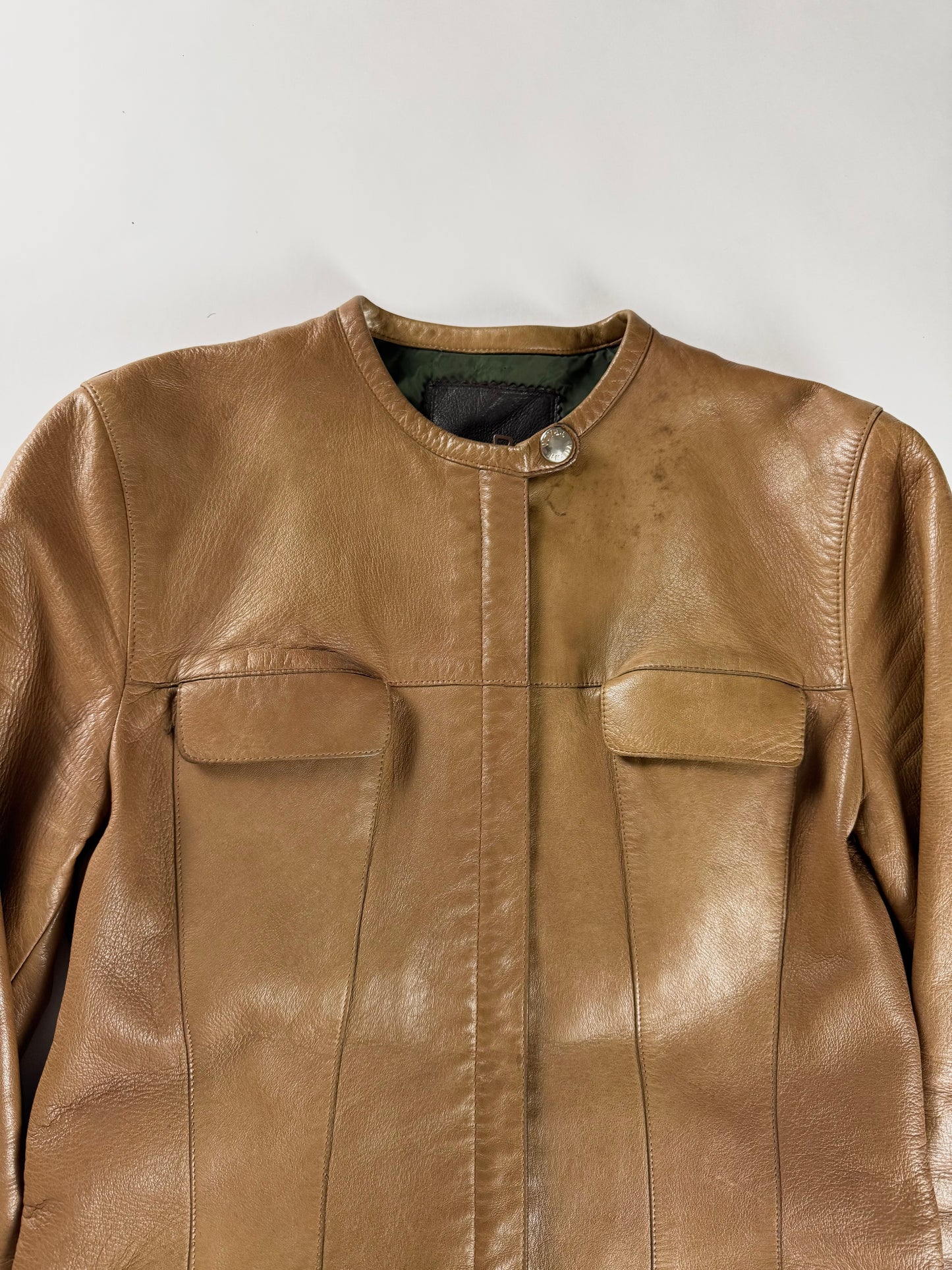 Prada Camel Cuffed Collar Leather Jacket FW 1999 - S