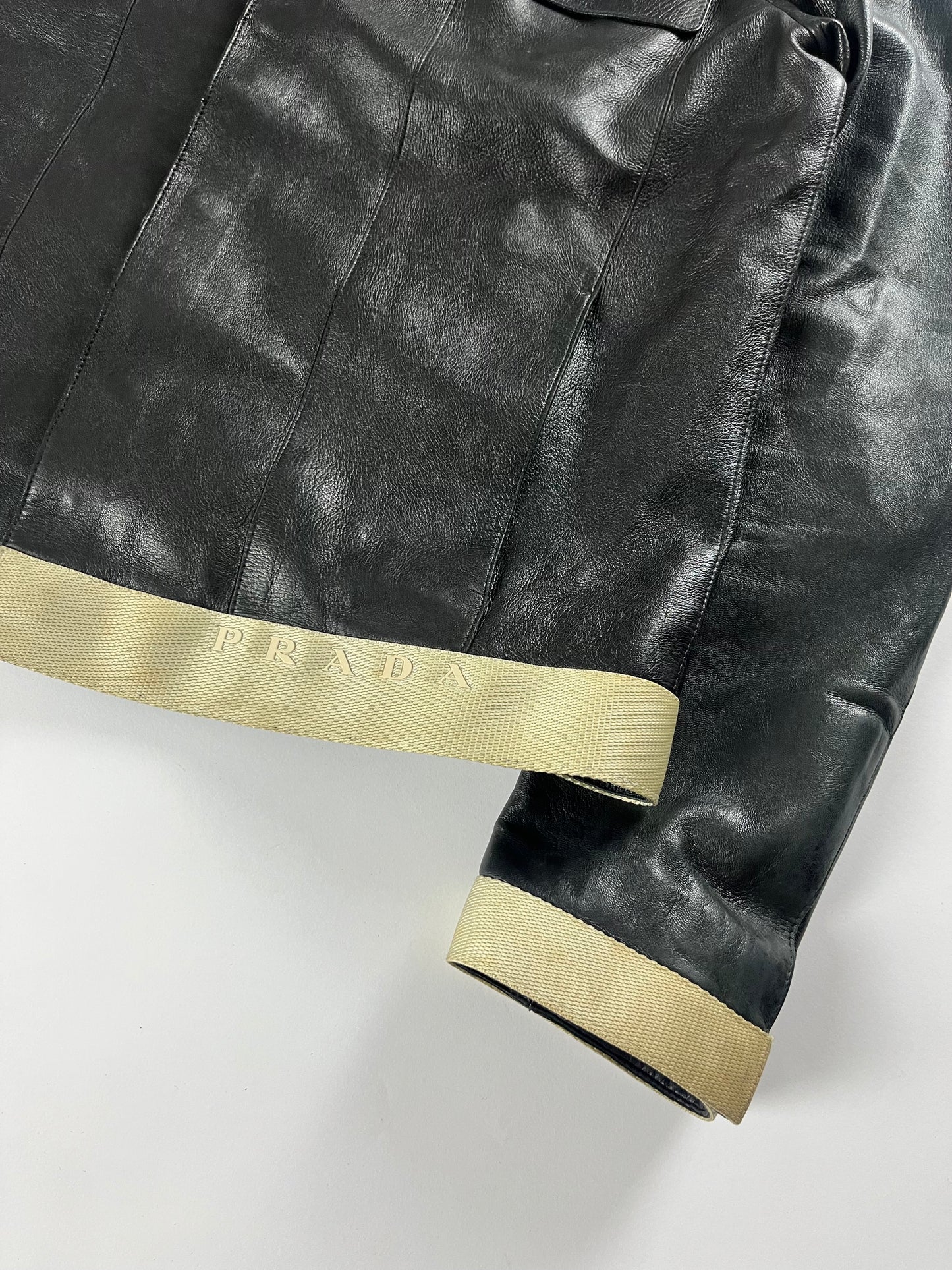 Prada Black Artisanal Leather Premium Jacket SS 1999 - M