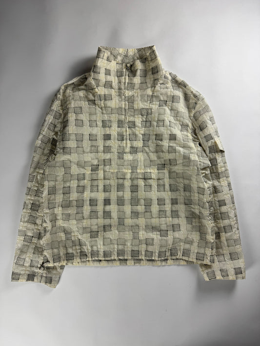 Hermès Sample Soft Ivory Plaid Turtleneck Half Zip Jacket SS 2020 - M