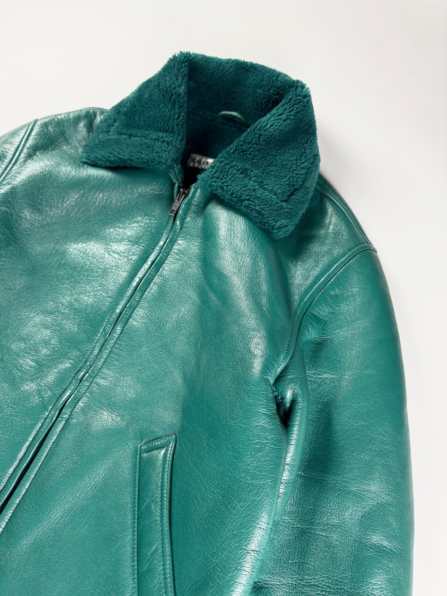 Balenciaga Sample Green Shearling Aviator Bomber Jacket FW 2019 - M