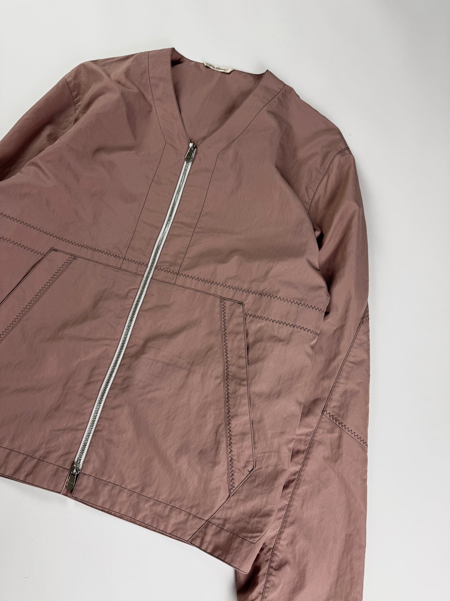 Hermès Sample Pink Lightweight V Neck Blouson Exposed Stitching SS 2022 - M