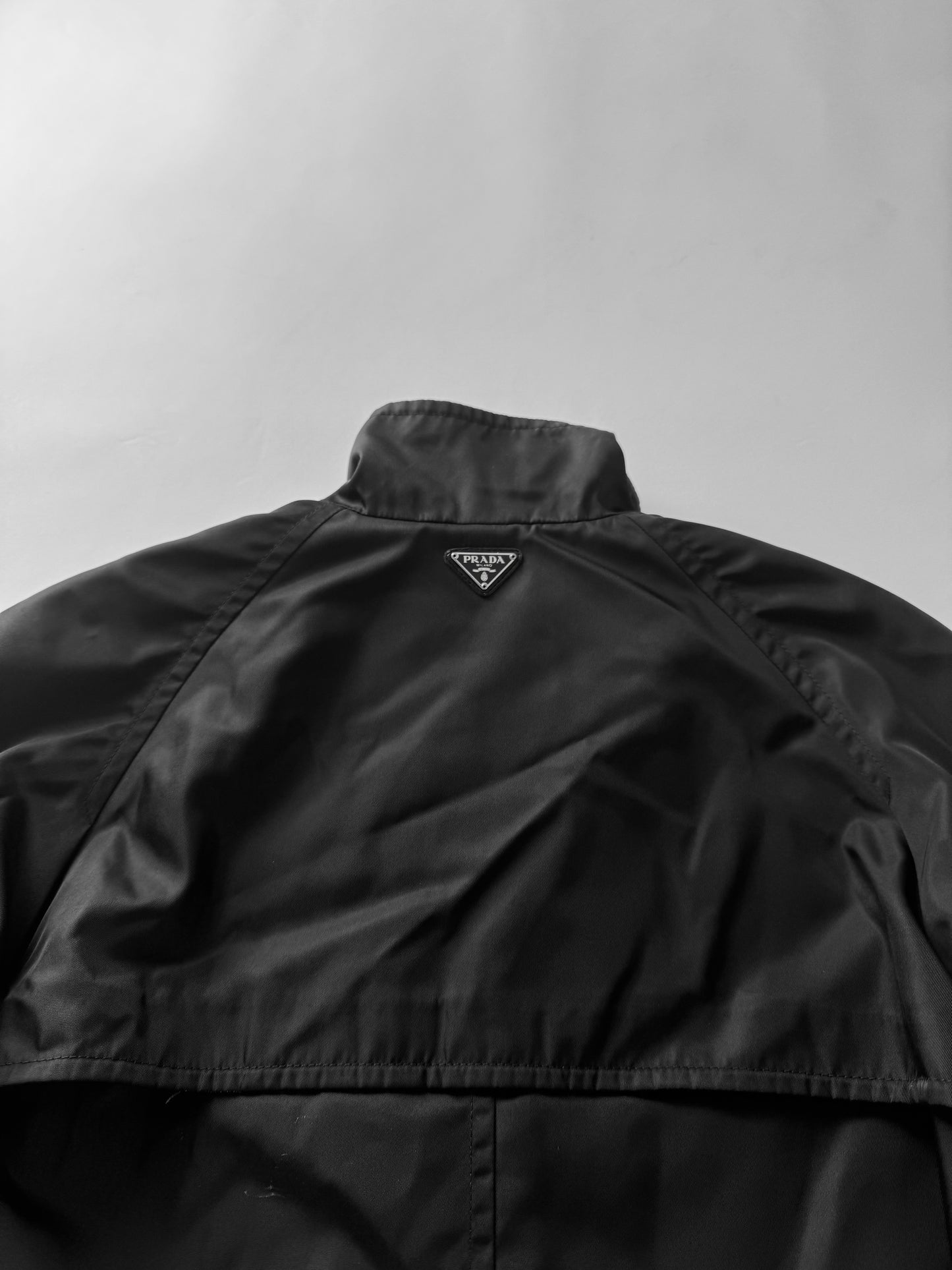 Prada Back Triangle Logo Belted Collar Nylon Trench Coat FW 2000 - S