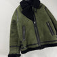Louis Vuitton Sample Military Olive Shearling Leather Trimmed Bomber Jacket FW 2018 - M